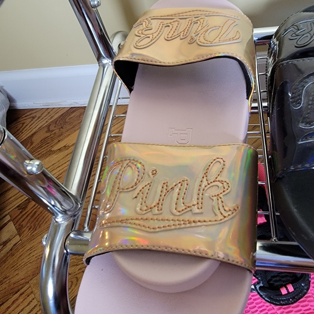 PINK holographic Slides NEVER WORN